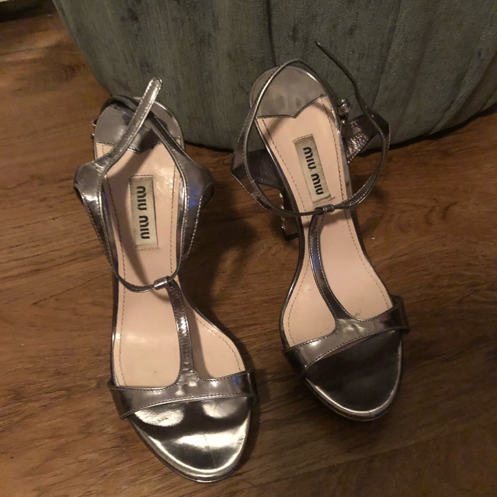 Miu miu silver heels in size 6